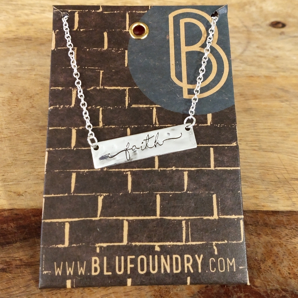 Blufoundry Engraved Faith Bar Necklace - Picture 2 of 4